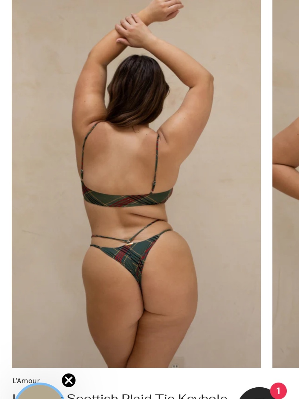 San Lorenzo Green Plaid Tie Bikini top - Picture 3 of 6
